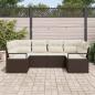 Preview: 6-teiliges Garten Sofa Set mit Kissen Braun Poly Rattan, 2-Sitzer Garten Sofa mit Kissen Braun Poly Rattan