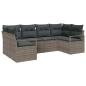 Preview: 6-teiliges Garten Sofa Set mit Kissen Grau Poly Rattan, 2-Sitzer Garten Sofa mit Kissen Grau Poly Rattan