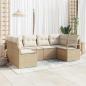 Preview: ARDEBO.de - 6-teiliges Garten-Sofa-Set mit Kissen Beige Poly Rattan, 2-Sitzer Garten-Sofa mit Kissen Beige Poly Rattan