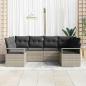 Preview: 6-teiliges Garten Sofa Set mit Kissen Hellgrau Poly Rattan, 2-Sitzer Garten Sofa mit Kissen Grau Poly Rattan