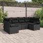 Preview: ARDEBO.de - 6-teiliges Garten Sofa Set mit Kissen Schwarz Poly Rattan, 2-Sitzer Garten Sofa mit Kissen Schwarz Poly Rattan