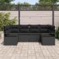 Preview: 6-teiliges Garten Sofa Set mit Kissen Schwarz Poly Rattan, 2-Sitzer Garten Sofa mit Kissen Schwarz Poly Rattan