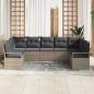 Preview: 7-teiliges Gartensofa-Set mit Kissen Grau Poly-Rattan, 2-Sitzer Gartensofa mit Kissen Grau Poly-Rattan