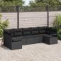 Preview: ARDEBO.de - 7-teiliges Garten Sofa Set mit Kissen Schwarzes Poly Rattan, 2-Sitzer Garten Sofa mit Kissen Schwarzes Poly Rattan