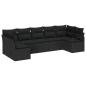 Preview: 7-teiliges Garten Sofa Set mit Kissen Schwarzes Poly Rattan, 2-Sitzer Garten Sofa mit Kissen Schwarzes Poly Rattan