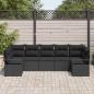 Preview: 7-teiliges Garten Sofa Set mit Kissen Schwarzes Poly Rattan, 2-Sitzer Garten Sofa mit Kissen Schwarzes Poly Rattan