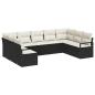 Preview: 9-teiliges Garten-Sofa-Set mit Kissen - Schwarzes Poly-Rattan, 2-Sitzer Garten-Sofa mit Kissen - Schwarzes Poly-Rattan