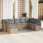 Preview: ARDEBO.de - 9-teiliges Garten-Sofa-Set mit Kissen Beige Poly-Rattan, 2-Sitzer Garten-Sofa mit Kissen Beige Poly-Rattan