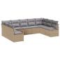 Preview: 9-teiliges Garten-Sofa-Set mit Kissen Beige Poly-Rattan, 2-Sitzer Garten-Sofa mit Kissen Beige Poly-Rattan