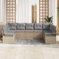 Preview: 9-teiliges Garten-Sofa-Set mit Kissen Beige Poly-Rattan, 2-Sitzer Garten-Sofa mit Kissen Beige Poly-Rattan
