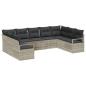 Preview: 9-teiliges Garten-Sofa-Set mit Kissen Hellgrau Poly-Rattan, 2-Sitzer Garten-Sofa mit Kissen Grau Poly-Rattan