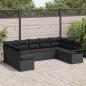 Preview: ARDEBO.de - 9-teiliges Garten Sofa Set mit Kissen Schwarz Poly Rattan, 2-Sitzer Garten Sofa mit Kissen Schwarz Poly Rattan