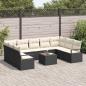 Preview: 9-teiliges Garten Sofa Set mit Kissen Braun Poly Rattan, 2-Sitzer Garten Sofa mit Kissen Schwarz Poly Rattan