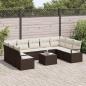 Preview: 9-teiliges Garten-Sofaset mit Kissen Grau Poly Rattan, 2-Sitzer Garten Sofa mit Kissen Braun Poly Rattan