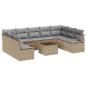 Preview: 10-teiliges Garten Sofa Set mit Kissen aus schwarzem Poly Rattan, 2-Sitzer Garten Sofa mit Kissen aus beigefarbenem Poly Rattan