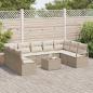 Preview: 10-teiliges Garten Sofa Set mit Kissen Braunes Poly Rattan, 2-Sitzer Garten Sofa mit Kissen Beiges Poly Rattan