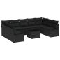 Preview: 10-teiliges Garten Sofa Set mit Kissen Beige Poly Rattan, 2-sitziges Garten Sofa mit Kissen Schwarz Poly Rattan