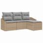 Preview: 4-teiliges Garten Sofa Set mit Kissen Beige Poly Rattan