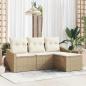 Preview: ARDEBO.de - 4-teiliges Garten Sofa Set mit Kissen Beige Poly Rattan