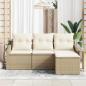 Preview: 4-teiliges Garten Sofa Set mit Kissen Beige Poly Rattan