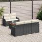 Preview: 6-teiliges Garten Sofa Set mit Kissen Schwarz Poly Rattan Akazie, 2-Sitzer Garten Sofa mit Kissen Schwarz Poly Rattan