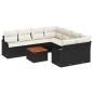 Preview: 9-teiliges Gartensofa-Set mit Kissen Schwarz Poly-Rattan Akazie, 2-Sitzer Gartensofa mit Kissen Schwarz Poly-Rattan