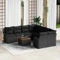 Preview: ARDEBO.de - 9-teilige Garten Sofa Set mit Kissen Schwarz Poly Rattan Akazie, 2-Sitzer Garten Sofa mit Kissen Schwarz Poly Rattan