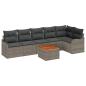 Preview: 7-teiliges Garten Sofa Set mit Kissen Grau Poly Rattan Akazie, 2-Sitzer Garten Sofa mit Kissen Grau Poly Rattan