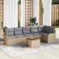 Preview: ARDEBO.de - 7-teiliges Garten Sofa Set mit Kissen Beige Poly Rattan Akazie, 2-Sitzer Garten Sofa mit Kissen Beige Poly Rattan
