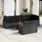 Preview: ARDEBO.de - 9-teilige Garten Sofa Set mit Kissen Schwarz Poly Rattan Akazie, 2-Sitzer Garten Sofa mit Kissen Schwarz Poly Rattan