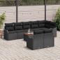 Preview: 9-teilige Garten Sofa Set mit Kissen Schwarz Poly Rattan Akazie, 2-Sitzer Garten Sofa mit Kissen Schwarz Poly Rattan