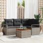 Preview: ARDEBO.de - 5-teiliges Garten Sofa Set mit Kissen Grau Poly Rattan Akazie, 2-Sitzer Garten Sofa mit Kissen Grau Poly Rattan