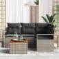 Preview: 5-teiliges Garten Sofa Set mit Kissen Grau Poly Rattan Akazie, 2-Sitzer Garten Sofa mit Kissen Grau Poly Rattan