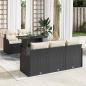Preview: ARDEBO.de - 6-teiliges Garten-Sofaset mit Kissen Schwarz Poly-Rattan, 2-Sitzer Garten-Sofa mit Kissen Schwarz Poly-Rattan