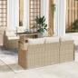 Preview: ARDEBO.de - 6-teiliges Garten Sofa Set mit Kissen Beige Poly Rattan, 2-Sitzer Garten Sofa mit Kissen Beige Poly Rattan
