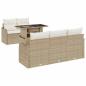 Preview: 6-teiliges Garten Sofa Set mit Kissen Beige Poly Rattan, 2-Sitzer Garten Sofa mit Kissen Beige Poly Rattan