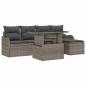 Preview: 6-teilige Garten Sofa Set mit Kissen Grau Poly Rattan, 2-Sitzer Garten Sofa mit Kissen Grau Poly Rattan