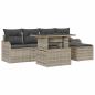 Preview: 6-teilige Garten-Sofa-Set mit Kissen Hellgrau Poly Rattan, 2-Sitzer Garten-Sofa mit Kissen Hellgrau Poly Rattan