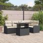 Preview: ARDEBO.de - 6-teiliges Garten Sofa Set mit Kissen Schwarzes Poly Rattan, 2-Sitzer Garten Sofa mit Kissen Schwarzes Poly Rattan