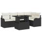 Preview: 6-teiliges Garten Sofa Set mit Kissen Schwarzes Poly Rattan, 2-Sitzer Garten Sofa mit Kissen Schwarzes Poly Rattan