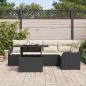 Preview: 6-teiliges Garten Sofa Set mit Kissen Schwarzes Poly Rattan, 2-Sitzer Garten Sofa mit Kissen Schwarzes Poly Rattan