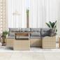 Preview: 6-teiliges Garten Sofa Set mit Kissen Beige Poly Rattan, 2-Sitzer Garten Sofa mit Kissen Beige Poly Rattan