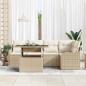Preview: 6-teiliges Garten-Sofa-Set mit Kissen aus beigem Poly-Rattan, 2-Sitzer Garten-Sofa mit Kissen aus beigem Poly-Rattan