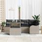 Preview: 6-teiliges Garten Sofa Set mit Kissen Hellgraues Poly Rattan, 2-Sitzer Garten Sofa mit Kissen Hellgraues Poly Rattan