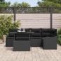 Preview: 6-teiliges Garten Sofa Set mit Kissen Schwarz Poly Rattan, 2-Sitzer Garten Sofa mit Kissen Schwarz Poly Rattan