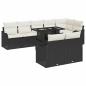 Preview: 9-teiliges Garten Sofa Set mit Kissen Schwarz Poly Rattan, 2-Sitzer Garten Sofa mit Kissen Schwarz Poly Rattan
