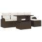 Preview: ARDEBO.de - 6-teiliges Garten Sofa Set mit Kissen Braun Poly Rattan