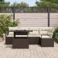 Preview: 6-teiliges Garten Sofa Set mit Kissen Braun Poly Rattan, 2-Sitzer Garten Sofa mit Kissen Braun Poly Rattan