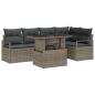 Preview: 6-teiliges Garten Sofaset mit Kissen Grau Poly Rattan, 2-Sitzer Garten Sofa mit Kissen Grau Poly Rattan