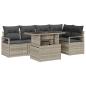 Preview: 6-teiliges Garten Sofa Set mit Kissen Hellgrau Poly Rattan, 2-Sitzer Garten Sofa mit Kissen Grau Poly Rattan